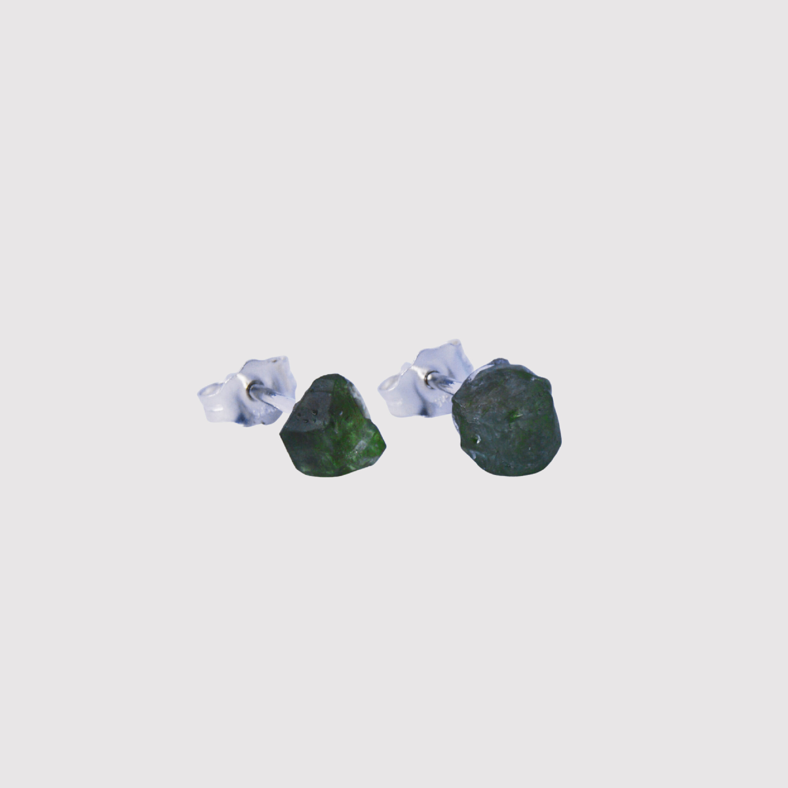 Raw Green Tourmaline studs
