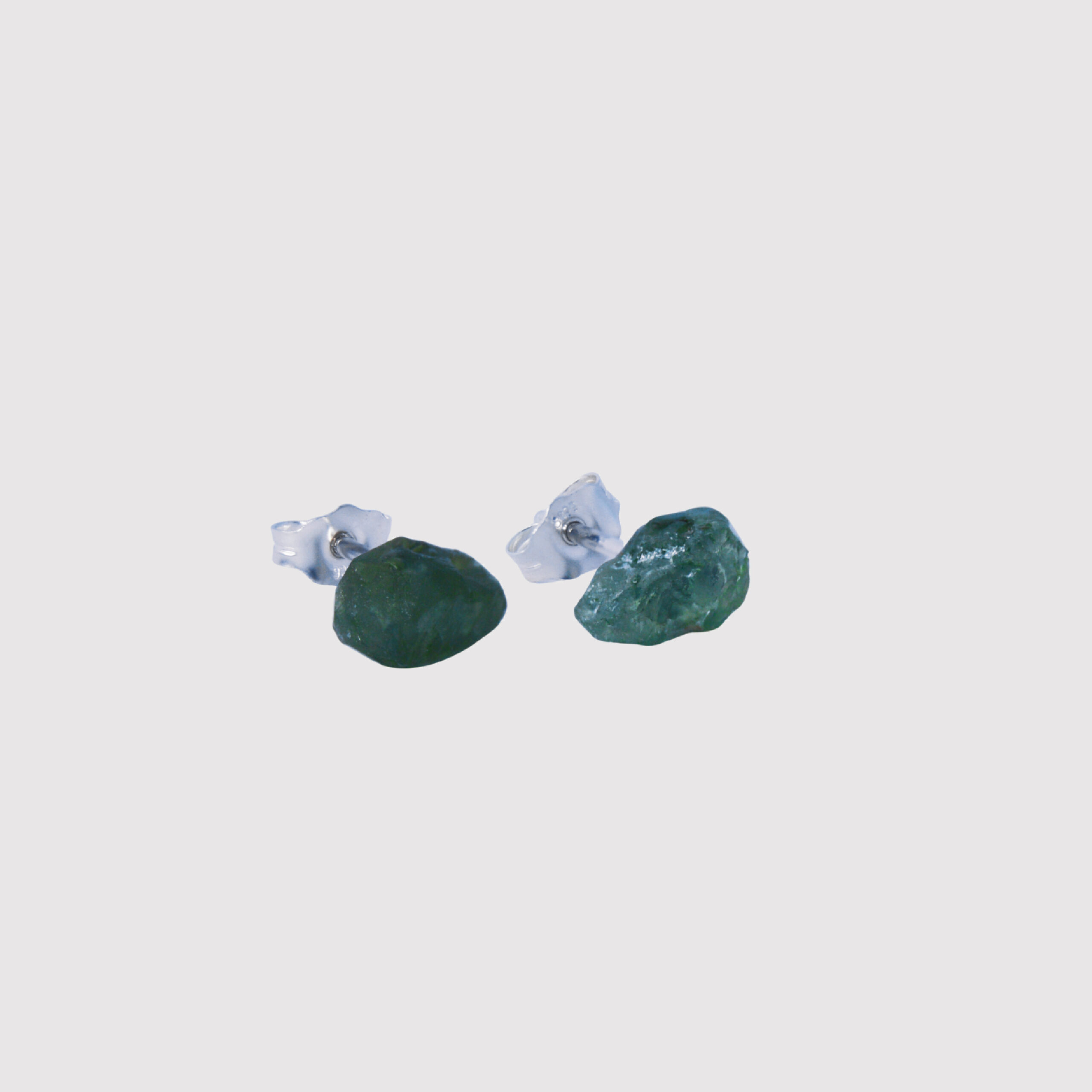 Raw Green Tourmaline studs