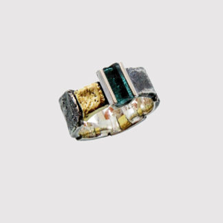 Her Crocodile Ring with Raw Blue Green Tourmaline