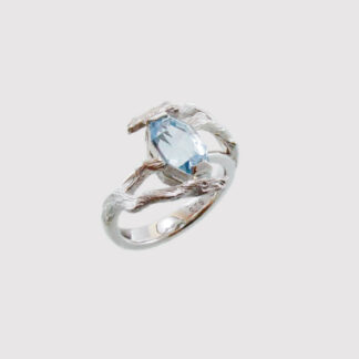 Tree Branch Motif Ring with Topaz