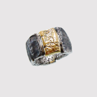 His Crocodile Ring with Gold Nugget