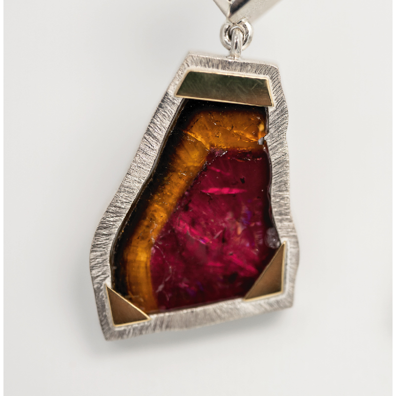 Tourmaline Slab & Square Garnet Earrings