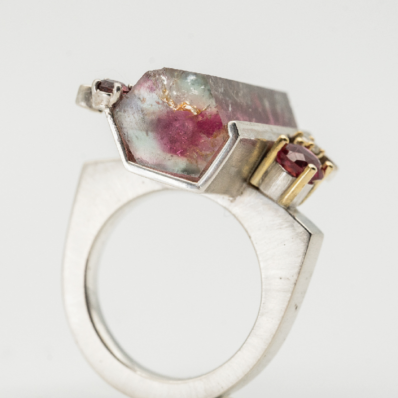 Pink Watermelon Tourmaline Crystal Ring