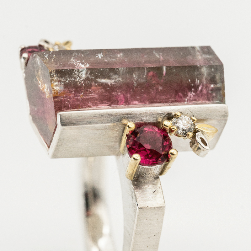 Pink Watermelon Tourmaline Crystal Ring