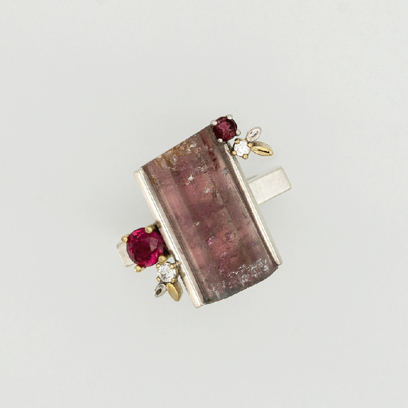 Pink Watermelon Tourmaline Crystal Ring