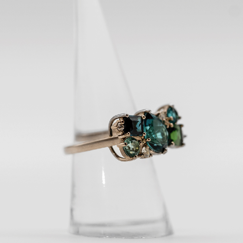 Tourmaline & Diamond Cluster Ring