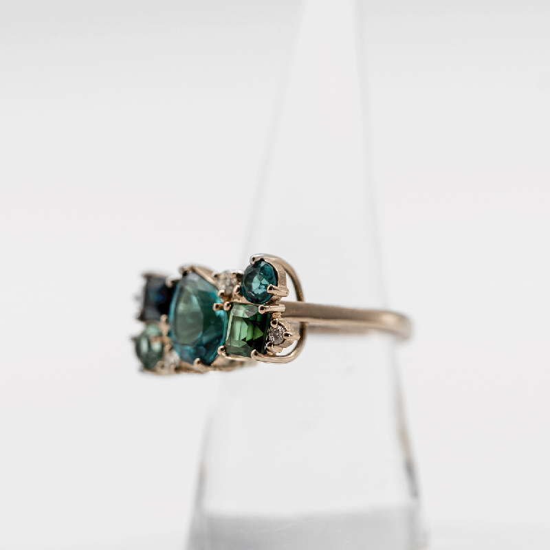 Tourmaline & Diamond Cluster Ring