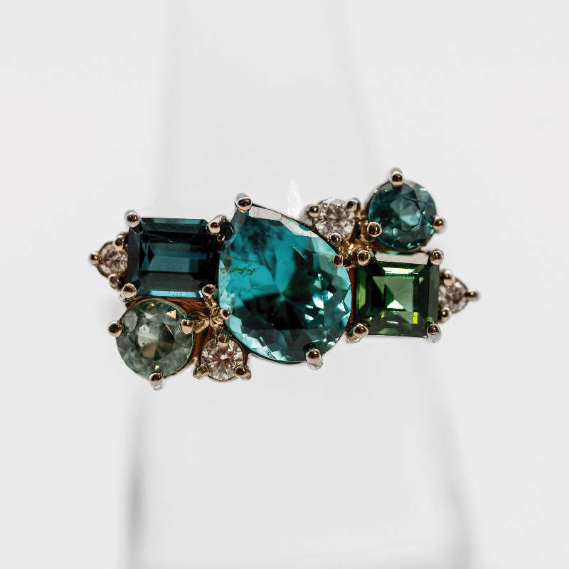 Tourmaline & Diamond Cluster Ring