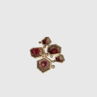 Pink Watermelon Tourmaline Slab & Diamond Ring