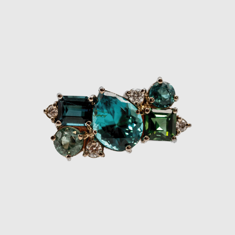 Tourmaline & Diamond Cluster Ring