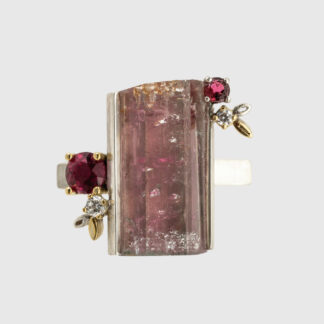 Pink Watermelon Tourmaline Crystal Ring